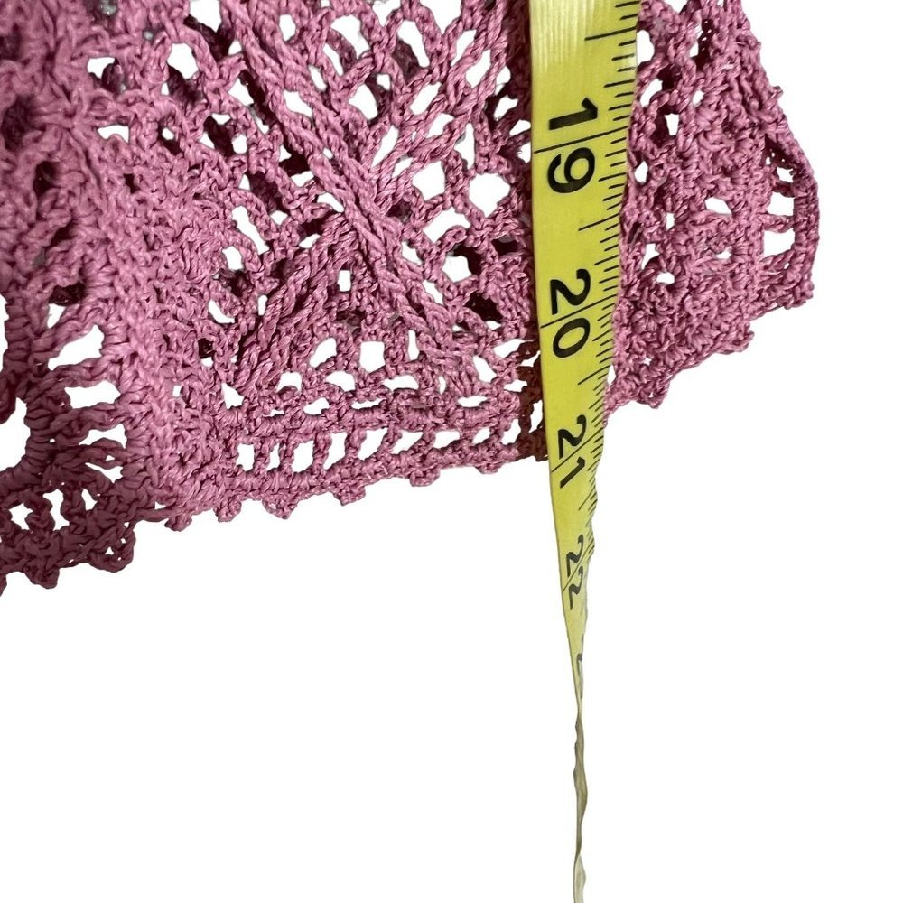Vintage Y2K Pink Crochet Long Sleeve Tie Front Top Medium - Picture 4 of 6